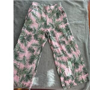 Kensie Jeans Linen Blend Tropical Palm Pants Small